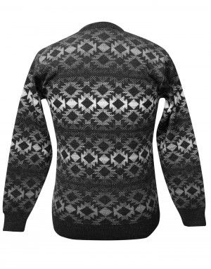 Men pure wool sweater designer dark grey